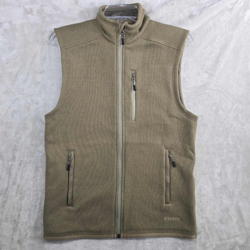 Filson Ridgeway‎ Fleece Vest Mens XS Tan Full Zip pockets New
